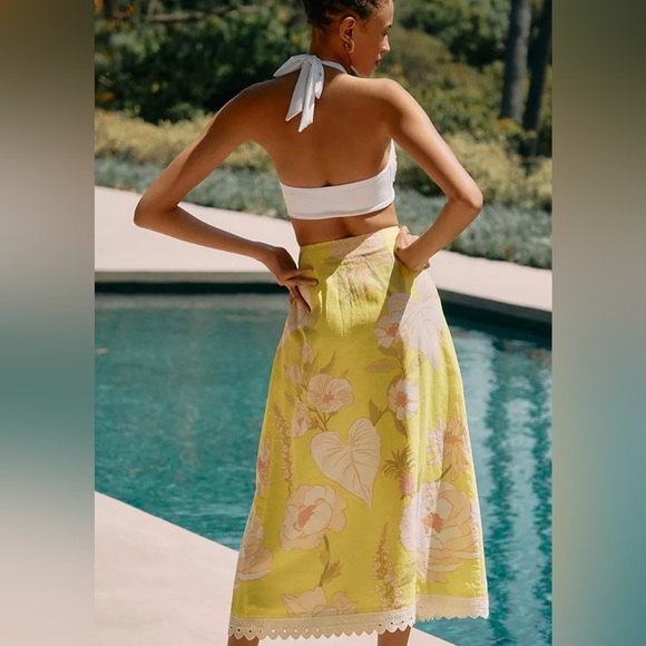 Farm Rio Garden Linen Blend Wrap Skirt, Size L - Picture 4 of 14